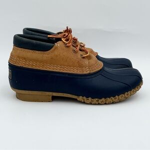 L.L. Bean Made in Maine Duck Boots Women’s 9 Navy Blue Tan